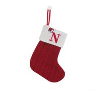 Pendentif en forme de chaussette de Noël en tricot alphabet 18 x 14 cm (N) | Design tricoté avec lettres de l'alphabet, construction durable, boucle de suspension incluse, rangement de bonbons