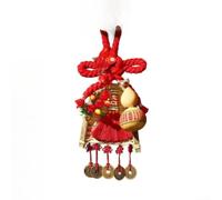 Pendentif en forme de cheval de printemps fait à la main en forme de nœud chinois à suspendre - Jeton symbolique rouge en polyester de 27 cm - Ornement traditionnel pour le Nouvel An et la maison (B)