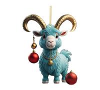 Pendentif en forme de chèvre de Noël 2D avec motif festif en acrylique pour décoration d'arbre de Noël et échange d'éléphant blanc