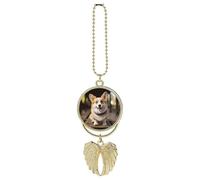 Pendentif en forme de chien Corgi à suspendre pour rétroviseur de voiture - Accessoire de suspension en métal pour homme et femme - Pendentif attrape-soleil, décoration de voitures, bijoux cadeau doré