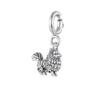 Pendentif en forme de chien éléphant - Boucle - Hamster - Perles en argent sterling 925 - Convient pour bracelet Pandora pour femme, keineKeine Größe verfügbar, Argent sterling, Zircone cubique créé