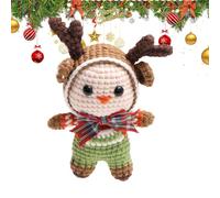 Pendentif en forme de e Noël en crochet portable mignon tricoté | Poupée de cerf de Noël en crochet pour sac de Pâques, clés de voiture, arbres, poignées de porte, fenêtre