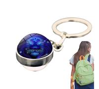 Pendentif en forme de clé zodiacs - Porte-clés, porte-clés astrologie | Accessoire de sac à main phosphorescent, ornement de sac céleste, porte-clés horoscope, clip de sac à dos élégant, étiquette de