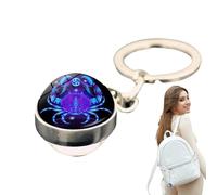 Pendentif en forme de clé zodiacs - Porte-clés, porte-clés astrologie | Accessoire de sac à main phosphorescent, ornement de sac céleste, porte-clés horoscope, clip de sac à dos élégant, étiquette de