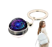 Pendentif en forme de clé zodiacs - Porte-clés, porte-clés astrologie | Accessoire de sac à main phosphorescent, ornement de sac céleste, porte-clés horoscope, clip de sac à dos élégant, étiquette de