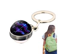 Pendentif en forme de clé zodiacs - Porte-clés, porte-clés astrologie | Accessoire de sac à main phosphorescent, ornement de sac céleste, porte-clés horoscope, clip de sac à dos élégant, étiquette de