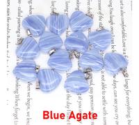 Pendentif En Forme De Coeur D'amour,Cristal Naturel,Pierre Précieuse,Guérison Reiki,Inquiétude,Charbon Pour Collier,Bijoux De Charme Exécutif,Cadeau,10 Pièces Par Lot - Type Blue Agate