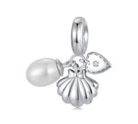 Pendentif en forme de coquillage pour bracelet Pandora en argent sterling - Perle de mer - Cadeau pour petite amie, maman