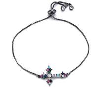 Pendentif en forme de croix avec pierre de naissance multicolore en oxyde de zirconium pour filles