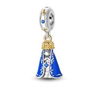 Pendentif en forme de croix en forme de couronne dorée avec inscription « Mère de Jésus » et « Mary Madone » en argent sterling 925 compatible avec les bracelets à breloques