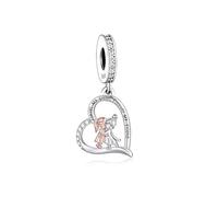 Pendentif en forme de cœur avec inscription « Always My Sister Forever My Friend Love You » en argent sterling 925 compatible avec les bracelets à breloques Pandora