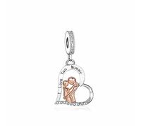 Pendentif en forme de cœur avec inscription « I Love You Mummy Mum Mom » - Argent sterling 925 - Compatible avec les bracelets à breloques Pandora