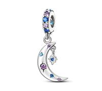 Pendentif en forme de cœur avec inscription « I Love You To The Moon and Back » en argent sterling 925 compatible avec les bracelets à breloques Pandora