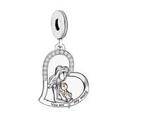 Pendentif en forme de cœur avec inscription « Your Are My World » en argent sterling 925 compatible avec les bracelets à breloques Pandora