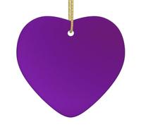 Pendentif en forme de cœur d'arbre de Noël violet foncé de couleur unie, pendentif en céramique de Noël, pendentif de décoration de Noël, fête de vacances