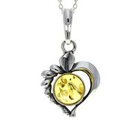 Pendentif en forme de cœur en ambre de la Baltique véritable et argent sterling sans chaîne - 1626, Pierre Argent sterling Argent Résine, Ambre