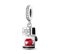 Pendentif en forme de cœur en argent sterling 925 compatible avec les bracelets à breloques Pandora Motif machine à café expresso Inscription Cook Shef I Love You