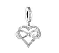 Pendentif en forme de cœur en argent sterling 925 pour maman, sœur, fille, coureur, paresseux, hibou, crucifix, croix, foi, Jésus, or rose, compatible avec les bracelets à breloques Pandora Moments