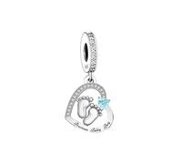 Pendentif en forme de cœur en argent sterling 925 pour maman, sœur, fille, coureur, paresseux, hibou, crucifix, croix, foi, Jésus, or rose, compatible avec les bracelets à breloques Pandora Moments
