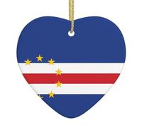 Pendentif en forme de cœur en céramique avec drapeau du Cap-Vert, la pièce de poterie est disponible avec du fil de soie