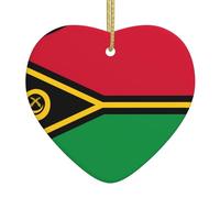 Pendentif en forme de cœur en céramique avec drapeau du Vanuatu pour décoration de Noël, Halloween, 6,9 cm