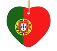 Pendentif en forme de cœur en céramique avec drapeau portugais, la pièce de poterie est disponible avec du fil de soie