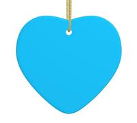 Pendentif en forme de cœur en céramique bleu clair de couleur unie, convient pour la décoration de fête de Noël et d'Halloween