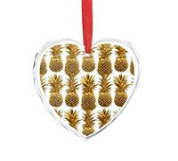 Pendentif en forme de cœur en cristal transparent avec fond ananas doré - Décoration romantique à suspendre pour la maison, la fenêtre, la voiture, la fête de mariage, la décoration en forme d'amour