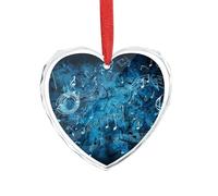 Pendentif en forme de cœur en cristal transparent en forme de notes de musique bleues - Décoration romantique à suspendre - Cadeau pour maison, fenêtre, voiture, fête de mariage