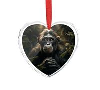 Pendentif en forme de cœur en cristal transparent en forme de singe dans la jungle - Décoration romantique à suspendre - Cadeau pour maison, fenêtre, voiture, fête de mariage