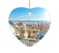 Pendentif en forme de cœur en forme de cité d'eau espagnole - Décoration en acrylique transparent - Pour sapin de Noël