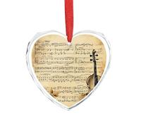 Pendentif en forme de cœur en forme de notes de musique sur papier ancien en cristal transparent - Décoration romantique à suspendre pour la maison, la fenêtre, la voiture, la fête de mariage