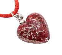 Pendentif en forme de cœur en verre de Murano fait à la main - Bijou de Murano fabriqué à partir de paillettes dorées de Venise en Italie - Pendentif en forme de cœur en verre vénitien fait à la main