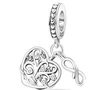 Pendentif en forme de cœur éternel avec arbre de vie et inscription « I Love You » en argent sterling 925 compatible avec les bracelets à breloques Pandora