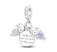 Pendentif en forme de cœur « Mother Daughter Sister Lucky To Have You Love » en argent sterling 925 compatible avec les bracelets à breloques Pandora