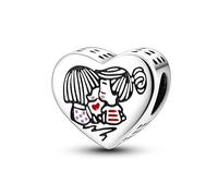 Pendentif en forme de cœur « My Sister My Friend Always Big Little I Love You » en argent sterling 925 compatible avec les bracelets à breloques Pandora