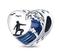 Pendentif en forme de cœur « Ride the Winds and Waves » - En argent sterling 925 - Compatible avec les bracelets à breloques Pandora