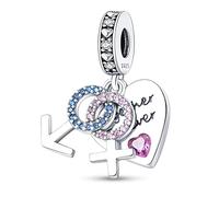 Pendentif en forme de cœur « Together Forever I Love You » en argent sterling 925 compatible avec les bracelets à breloques Pandora
