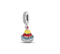 Pendentif en forme de gâteau d'anniversaire en argent sterling 925 compatible avec les bracelets à breloques Pandora