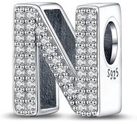 Pendentif en forme de lettre de l'alphabet de A à Z avec initiale et monogramme personnalisable, en argent sterling 925, compatible avec les bracelets à breloques Pandora Moments, 4mm Hole, Métal