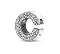 Pendentif en forme de lettre de l'alphabet de A à Z avec initiale et monogramme personnalisable, en argent sterling 925, compatible avec les bracelets à breloques Pandora Moments, 4mm Hole, Métal
