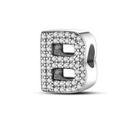Pendentif en forme de lettre de l'alphabet de A à Z avec initiale et monogramme personnalisable, en argent sterling 925, compatible avec les bracelets à breloques Pandora Moments, 4mm Hole, Métal