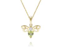Pendentif En Forme De Poire En Péridot Et Diamant En Or Jaune 9 Carats
