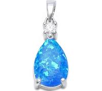 Pendentif en forme de poire opale en argent sterling 925 - Collier avec pierre de naissance du mois d'octobre