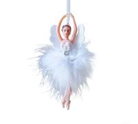 Pendentif en forme de poupée d'ange de ballet de Noël en matériau ABS conçu pour accrocher sur des arbres de vacances ou des couronnes, mettant en valeur les thèmes de décoration saisonnière (B