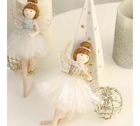 Pendentif en forme de poupée d'ange en peluche pour sapin de Noël avec motif ballerine conçu pour apporter de la joie, de la fantaisie et un sentiment de chance pendant les vacances (argent)