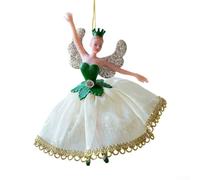 Pendentif en forme de poupée de ballet d'ange pour décoration de sapin de Noël et couronne - Avec un charmant design de ballerine en ABS pour les vacances (fille dorée B)