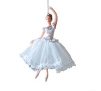 Pendentif en forme de poupée de ballet en ABS conçu pour suspendre un sapin de Noël ou une couronne de vacances avec un charmant motif ange (fille blanche)