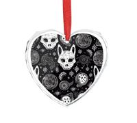Pendentif en forme de tête de mort de chat et lune gothique en cristal transparent en forme de cœur romantique à suspendre pour décoration de maison, fenêtre, voiture, fête de mariage