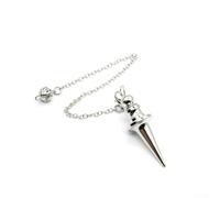 Pendentif en forme de tige de divination, outil de radiesthésie en métal pour détection d'eau et de minéraux, finition doré/argenté/or rose, utilisation spirituelle et géomancie (argent)